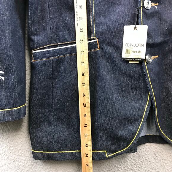 New Sean John Denim Blazer Jacket Embroidered Tiger Mens Size XXL Y2K - Picture 8 of 10